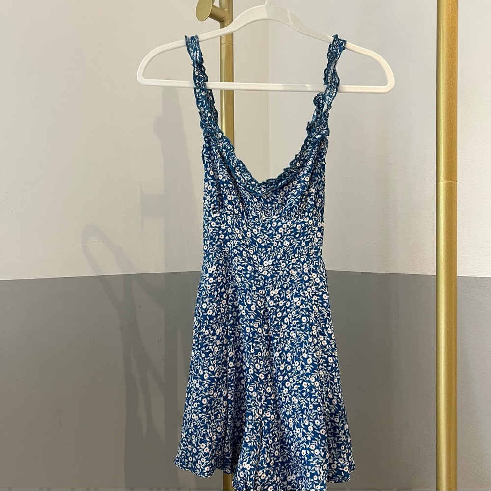 Princess Polly Thunderclouds Blue Floral Romper